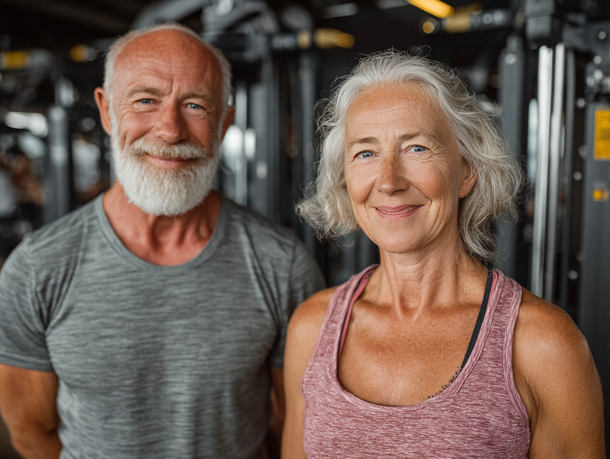 Група людей старшого віку займаються йогою у світлій залі LifePulse Place